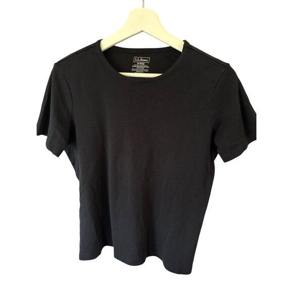 L.L.Bean Black Supima Cotton T Shirt Womens S-Reg Short Sleeve Minimalist Casual - Picture 1 of 5